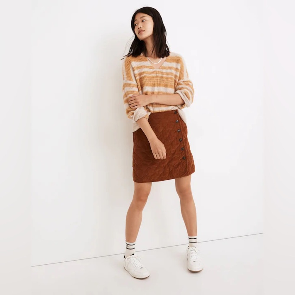Madewell Corduroy Quilted Mini Skirt in Warm Coffee